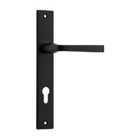 Iver Annecy Door Lever Handle on Rectangular Backplate Euro Matt Black 12708E85