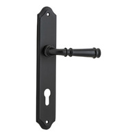 Iver Verona Door Lever Handle on Shouldered Backplate Euro Matt Black 12718E85