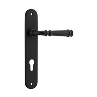 Iver Verona Door Lever Handle on Oval Backplate Euro Matt Black 12730E85