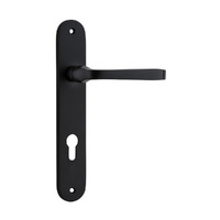 Iver Annecy Door Lever Handle on Oval Backplate Euro Matt Black 12732E85