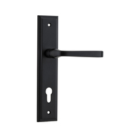 Iver Annecy Door Lever Handle on Stepped Backplate Euro Matt Black 12744E85