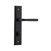 Iver Annecy Door Lever Handle on Stepped Backplate Privacy Matt Black 12744P85