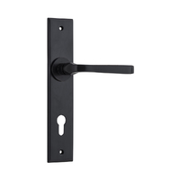 Iver Annecy Door Lever Handle on Chamfered Backplate Euro Matt Black 12788E85