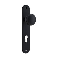 Iver Paddington Door Knob on Oval Backplate Euro Matt Black 12832E85