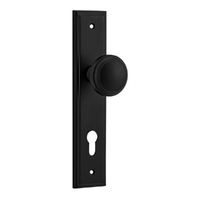 Iver Paddington Door Knob Stepped Backplate Euro Matt Black 12838E85