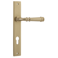 Out of Stock: ETA Early August - Iver Verona Door Lever on Rectangular Backplate Euro Brushed Brass 13206E85