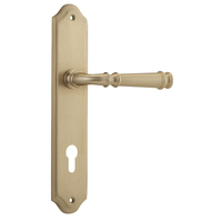 Out of Stock: ETA Mid July - Iver Verona Door Lever on Shouldered Backplate Euro Brushed Brass 13218E85