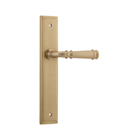 Iver Verona Door Lever Handle on Stepped Backplate Passage Brushed Brass 13242