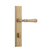 Iver Verona Lever Handle on Stepped Backplate Privacy Brushed Brass 13242P85