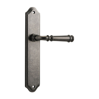 Iver Verona Lever Handle on Shouldered Backplate Passage Distressed Nickel 13718
