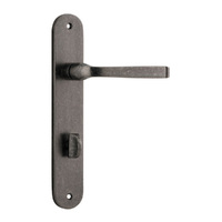 Iver Annecy Lever Handle on Oval Backplate Privacy Distressed Nickel 13732P85