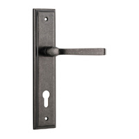 Iver Annecy Lever Handle on Stepped Backplate Euro Distressed Nickel 13744E85