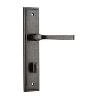 Iver Annecy Lever Handle on Stepped Backplate Privacy Distressed Nickel 13744P85