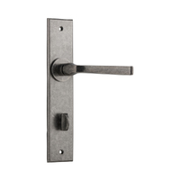 Iver Annecy Door Lever Handle on Chamfered Backplate Privacy Distressed Nickel 13788P85