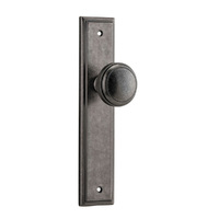 Iver Paddington Door Knob Stepped Backplate Passage Distressed Nickel 13838