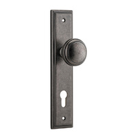 Iver Paddington Door Knob Stepped Backplate Euro Distressed Nickel 13838E85