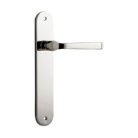 Iver Annecy Door Lever Handle on Oval Backplate Passage Polished Nickel 14232