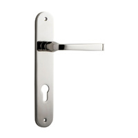Iver Annecy Door Lever Handle on Oval Backplate Euro Polished Nickel 14232E85