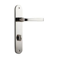 Iver Annecy Door Lever Handle on Oval Backplate Privacy Polished Nickel 14232P85