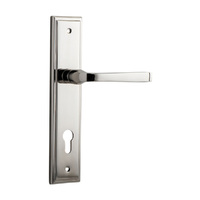 Iver Annecy Door Lever Handle on Stepped Backplate Euro Polished Nickel 14244E85