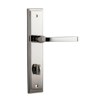 Iver Annecy Lever Handle on Stepped Backplate Privacy Polished Nickel 14244P85