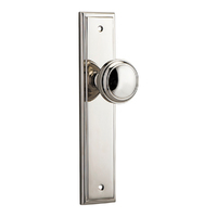 Iver Paddington Door Knob on Stepped Backplate Passage Polished Nickel 14338