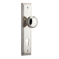 Iver Paddington Door Knob on Stepped Backplate Euro Polished Nickel 14338E85