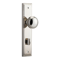 Iver Paddington Door Knob on Stepped Backplate Privacy Polished Nickel 14338P85