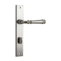 Iver Verona Lever Handle on Rectangular Backplate Privacy Satin Nickel 14706P85