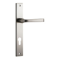 Iver Annecy Lever Handle on Rectangular Backplate Euro Satin Nickel 14708E85