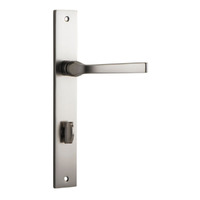 Iver Annecy Lever Handle on Rectangular Backplate Privacy Satin Nickel 14708P85