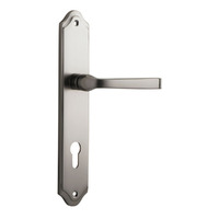 Iver Annecy Door Lever Handle on Shouldered Backplate Euro Satin Nickel 14720E85