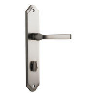 Iver Annecy Lever Handle on Shouldered Backplate Privacy Satin Nickel 14720P85