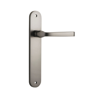 Iver Annecy Door Lever Handle on Oval Backplate Passage Satin Nickel 14732