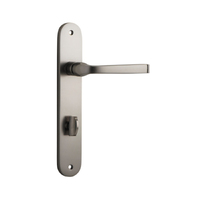 Iver Annecy Door Lever Handle on Oval Backplate Privacy Satin Nickel 14732P85