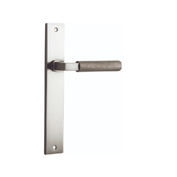 Iver Brunswick Door Lever Handle on Rectangular Backplate Passage Satin Nickel 14752