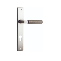 Iver Brunswick Door Lever Handle on Rectangular Backplate Entrance Satin Nickel 14752E85