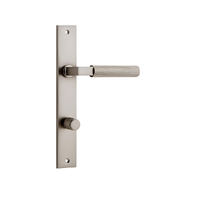 Iver Brunswick Door Lever Handle on Rectangular Backplate Privacy Satin Nickel 14752P85