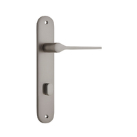 Iver Como Door Lever Handle on Oval Backplate Privacy Satin Nickel 14770P85