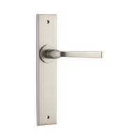 Iver Annecy Door Lever Handle on Chamfered Backplate Passage Satin Nickel 14788