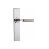 Iver Brunswick Door Lever Handle on Chamfered Backplate Passage Satin Nickel 14796