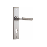 Iver Brunswick Door Lever Handle on Chamfered Backplate Entrance Satin Nickel 14796E85