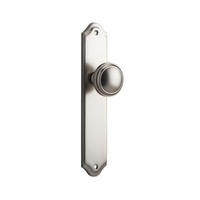 Iver Paddington Door Knob on Shouldered Backplate Passage Satin Nickel 14826