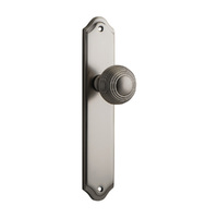 Iver Guildford Door Knob on Shouldered Backplate Passage Satin Nickel 14830
