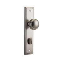 Iver Paddington Door Knob Stepped on Backplate Privacy Satin Nickel 14838P85