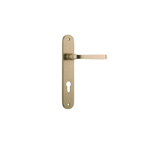 Iver Annecy Door Lever Handle on Oval Backplate Euro Brushed Brass 15232E85