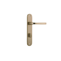 Iver Annecy Door Lever Handle on Oval Backplate Privacy Brushed Brass 15232P85