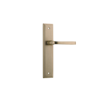 Iver Annecy Door Lever Handle on Stepped Backplate Passage Brushed Brass 15244