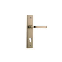 Iver Annecy Door Lever Handle on Stepped Backplate Euro Brushed Brass 15244E85
