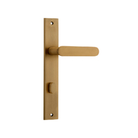 Iver Bronte Door Lever Handle on Rectangular Backplate Privacy Brushed Brass 15248P85